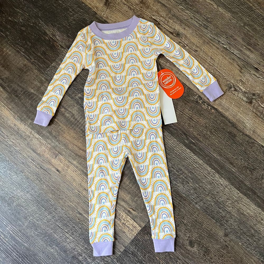 Wonder Nation Rainbow Pajamas Set Long Sleeve Sleepwear‎ Outfit NWT